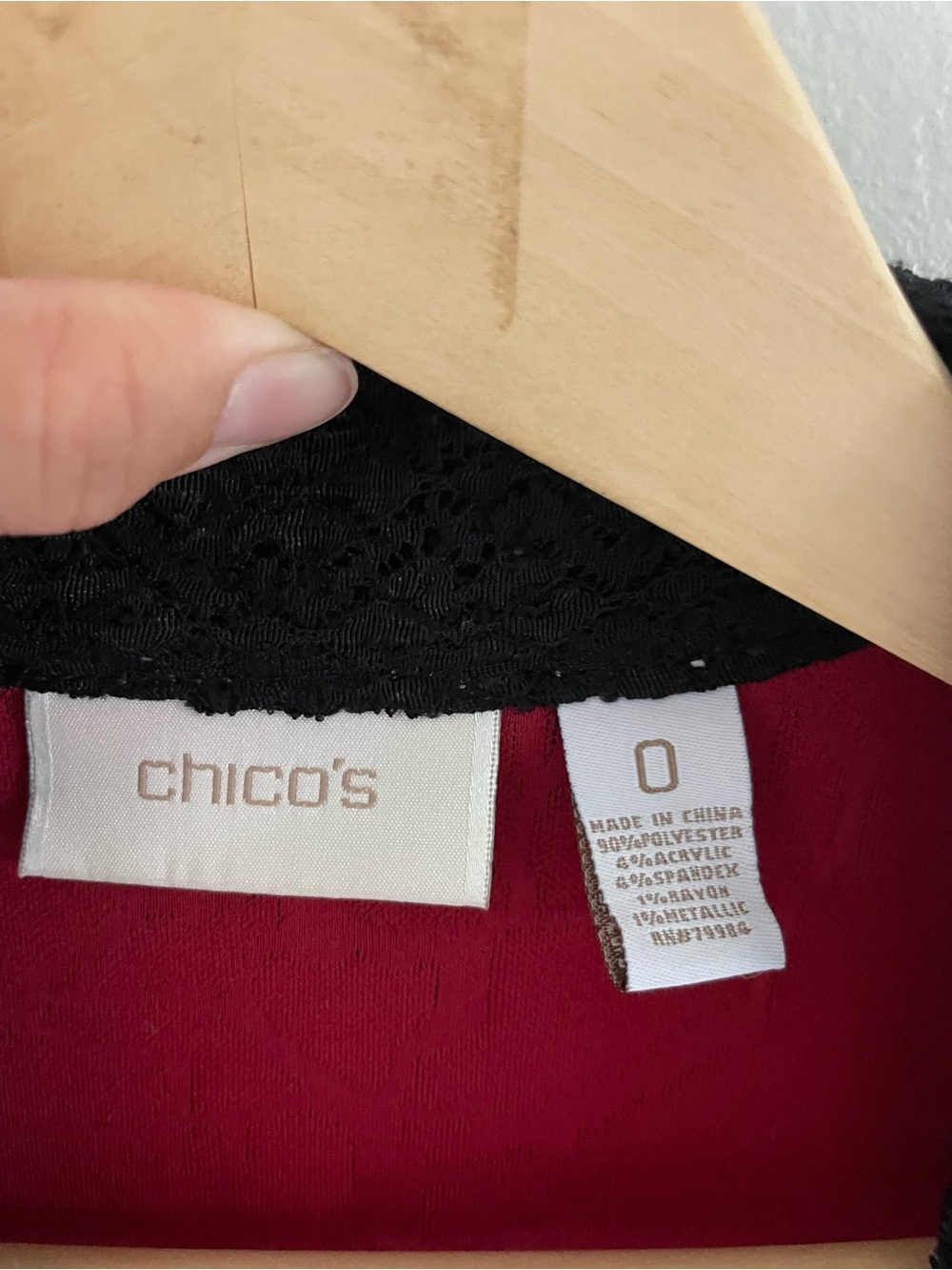 Chico's Red  Pattern Open-Front Cardigan/Duster - Picture 3 of 4